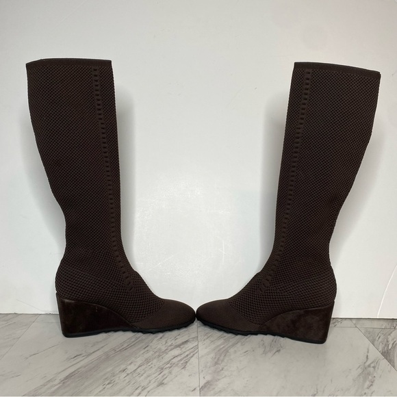 Eileen Fisher Kasana Brown Knit Wedge Heel Tall Boot 8 1/2 - Picture 5 of 15